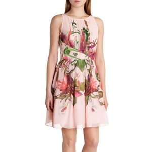 Ted Baker pink floral pleated dress - Size 1